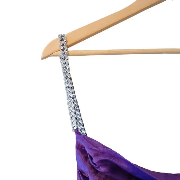 Zara Women's Satin Ruched Bloggers Favorite Purple Mini Cocktail Dress Size XS - Picture 11 of 15